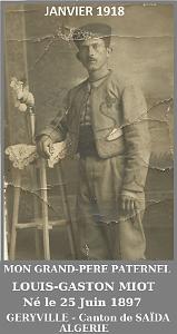 MIOT Louis Gaston 1 Guerre 14.18  